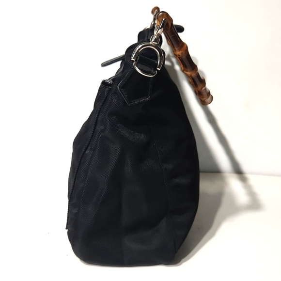GUCCI Authentic Bamboo Black Classic Nylon Shoulder Bag 000 2058 0509 EUC!! - Picture 11 of 16